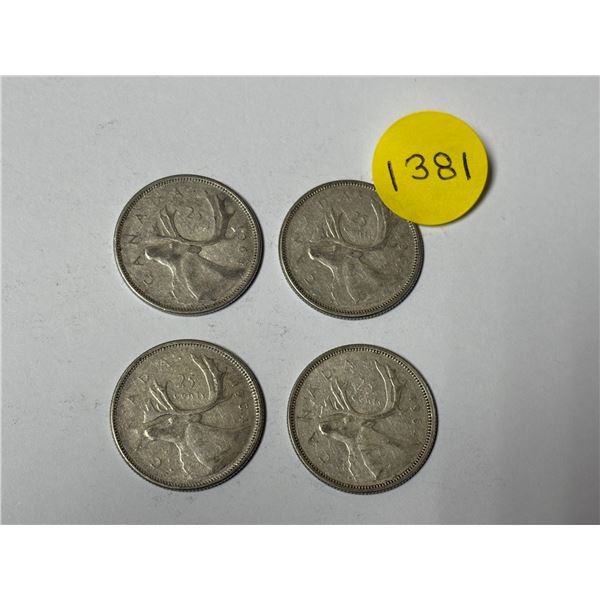 (4) 1964 Canada Silver 25 Cents.