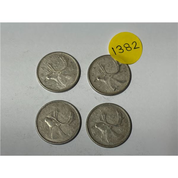 (4) 1964 Canada Silver 25 Cents.