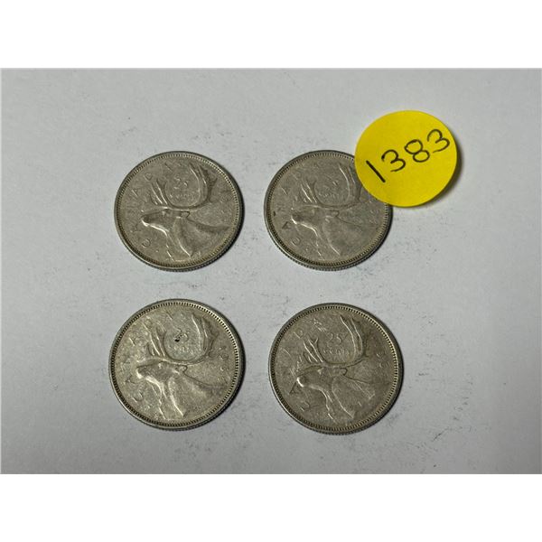 (4) 1964 Canada Silver 25 Cents.