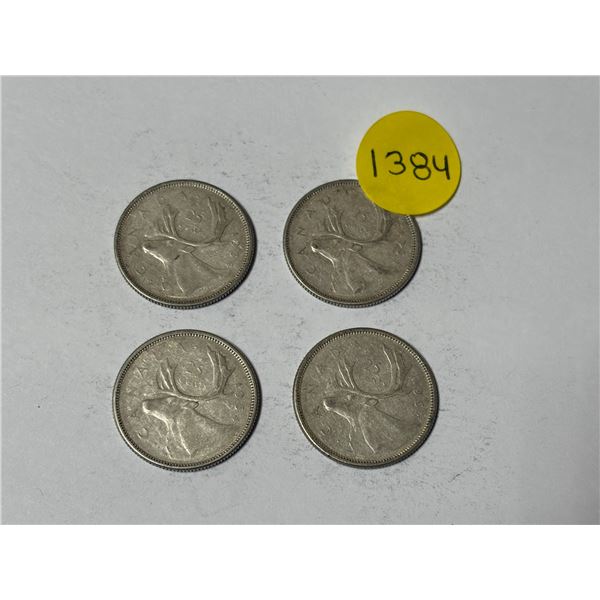 (4) 1964 Canada Silver 25 Cents.