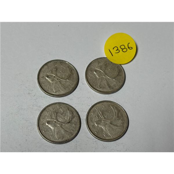 (4) 1965 Canada Silver 25 Cents.