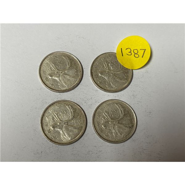 (4) 1965 Canada Silver 25 Cents.