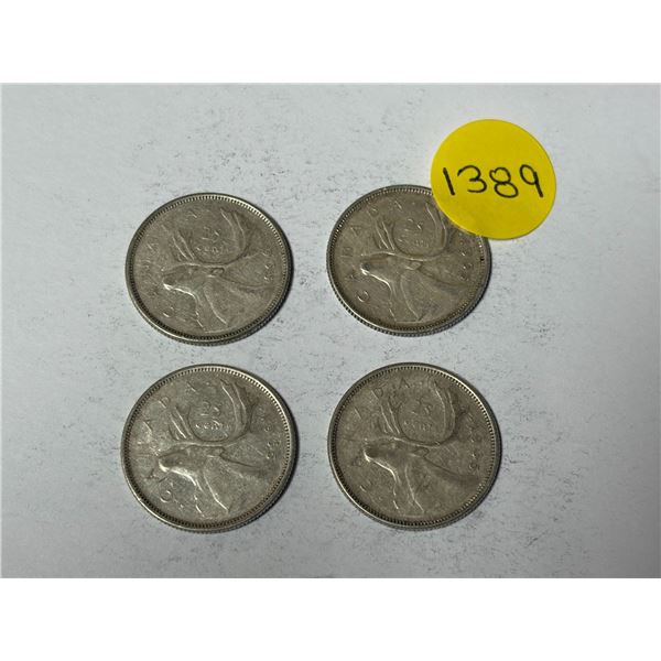 (4) 1965 Canada Silver 25 Cents.