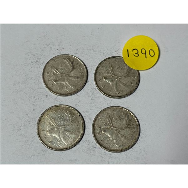 (4) 1965 Canada Silver 25 Cents.