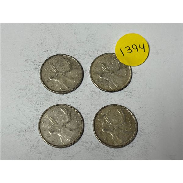 (4) 1966 Canada Silver 25 Cents.