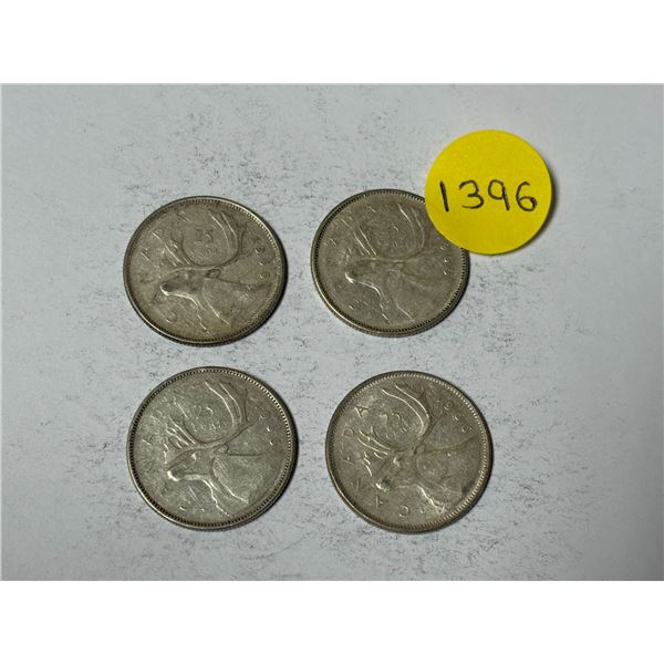 (4) 1966 Canada Silver 25 Cents.