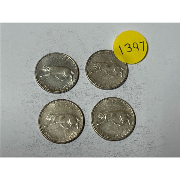 (4) 1967 Canada Silver 25 Cents.