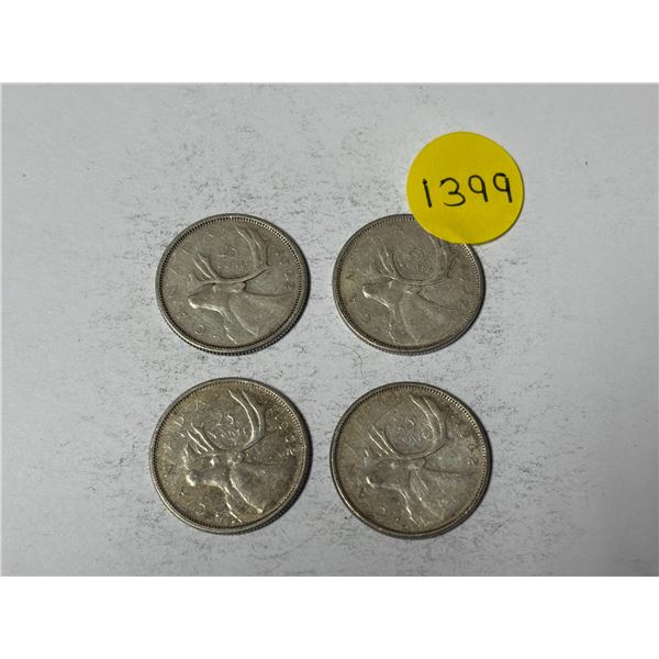 (4) 1962 Canada Silver 25 Cents.