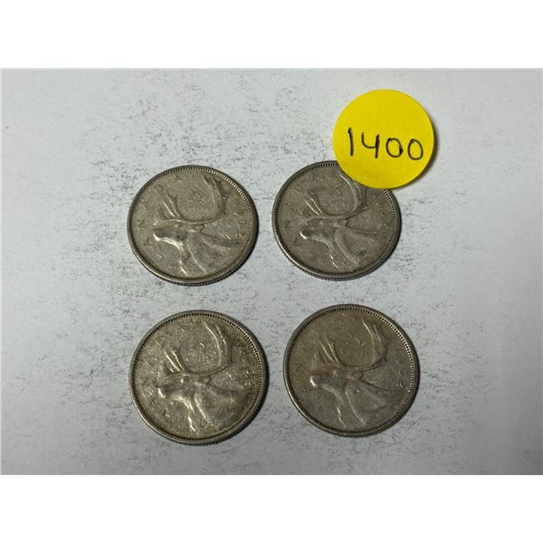 (4) 1962 Canada Silver 25 Cents.
