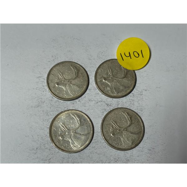 (4) 1964 Canada Silver 25 Cents.