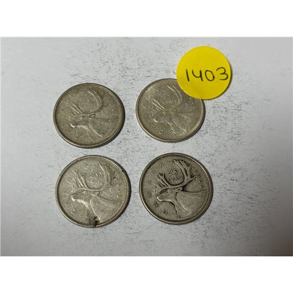 (4) 1963 Canada Silver 25 Cents.