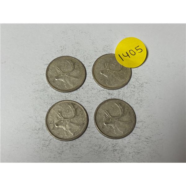 (4) 1964 Canada Silver 25 Cents.