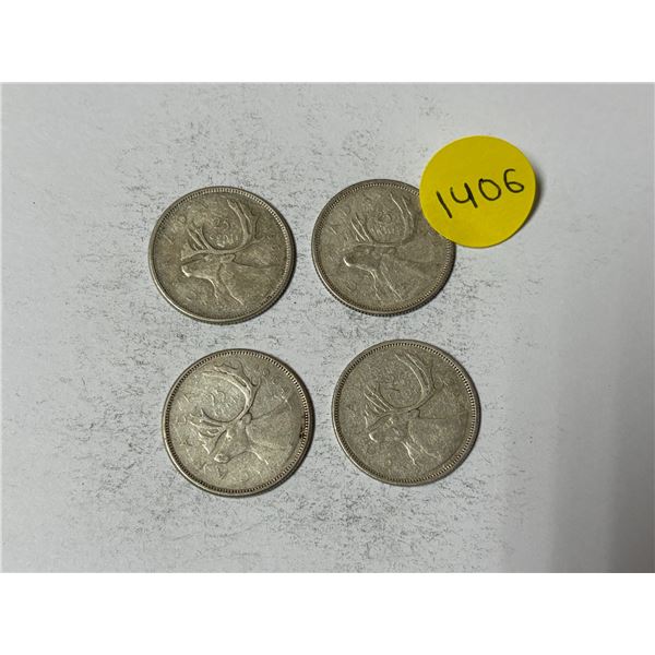(4) 1964 Canada Silver 25 Cents.
