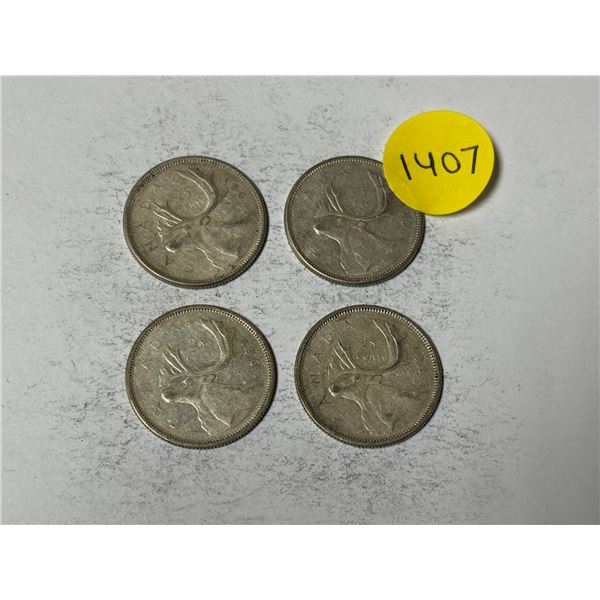 (4) 1964 Canada Silver 25 Cents.