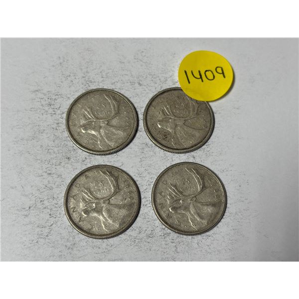 (4) 1960 Canada Silver 25 Cents.