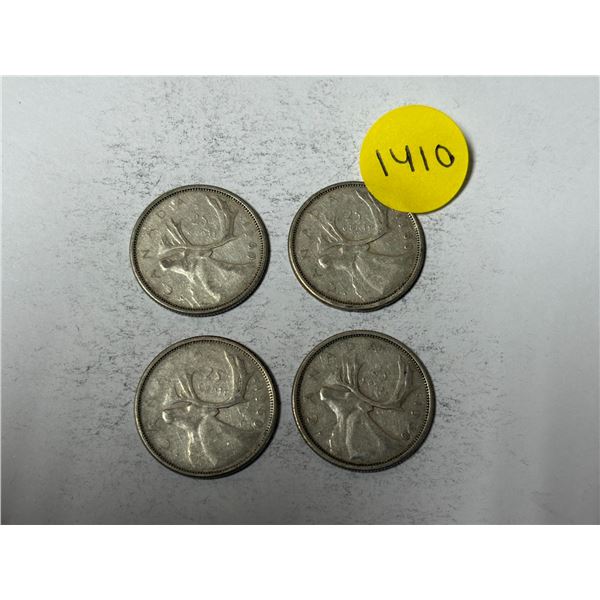 (4) 1960 Canada Silver 25 Cents.
