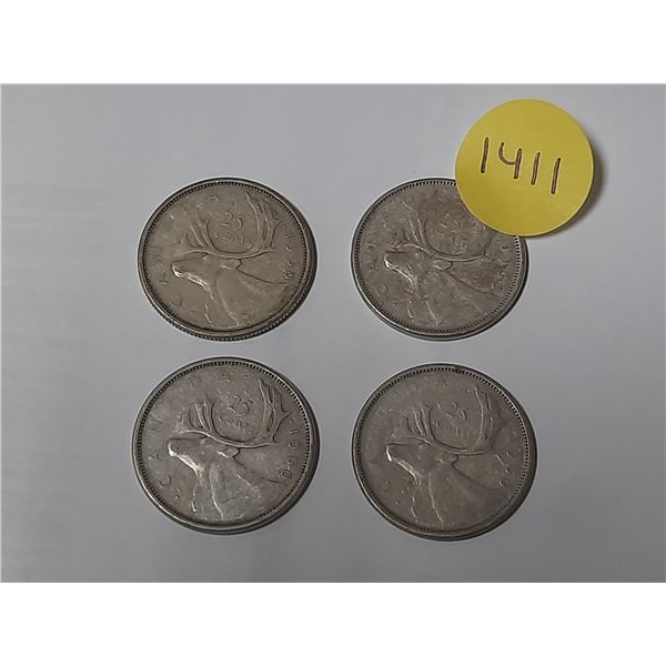 (4) 1960 Canada Silver 25 Cents.