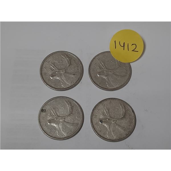 (4) 1961 Canada Silver 25 Cents.
