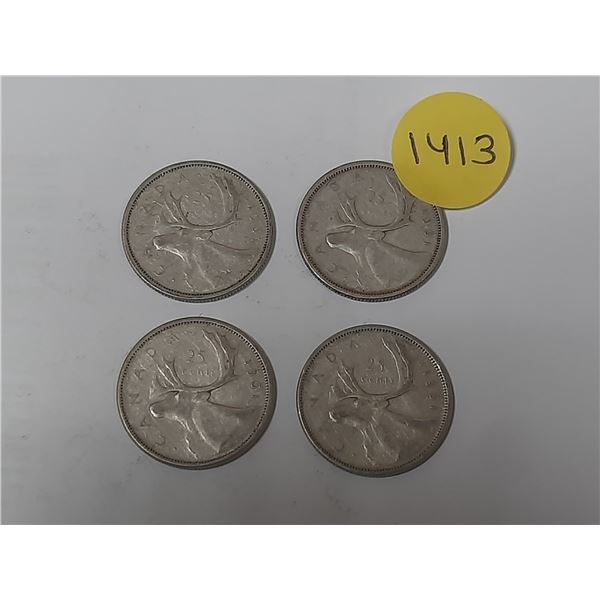 (4) 1961 Canada Silver 25 Cents.