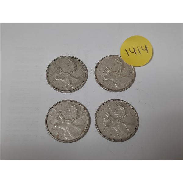 (4) 1962 Canada Silver 25 Cents.