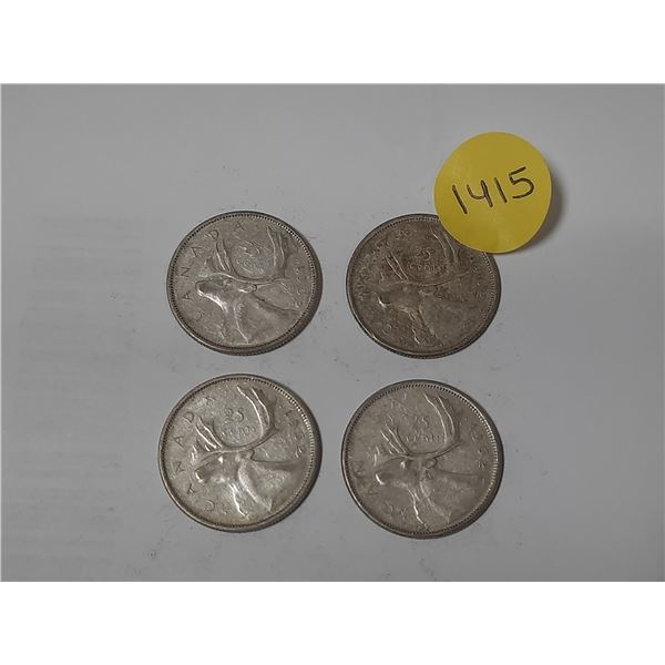 (4) 1962 Canada Silver 25 Cents.