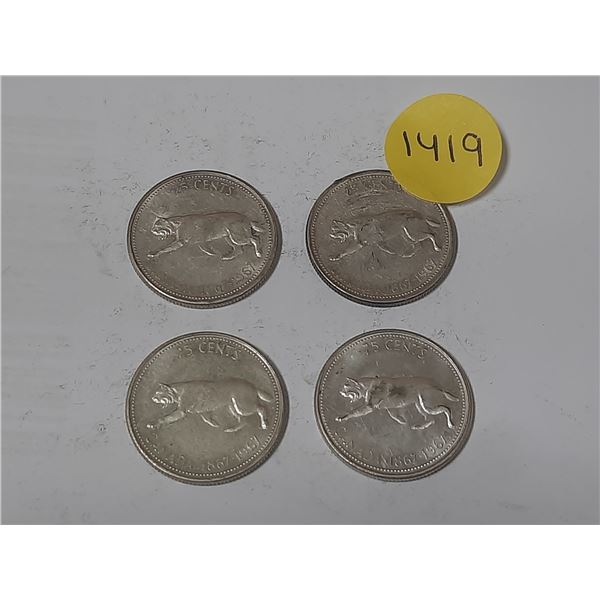 (4) 1967 Canada Silver 25 Cents.