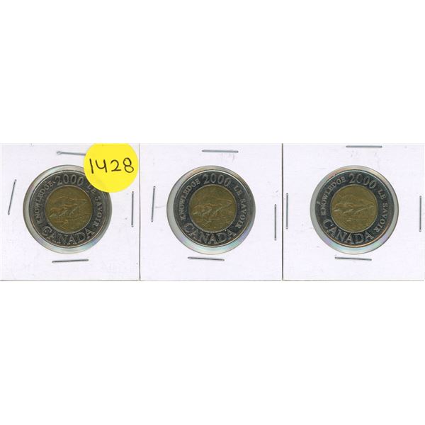 (3) 2000 Canadian Two Dollar "Path of Knowledge" .