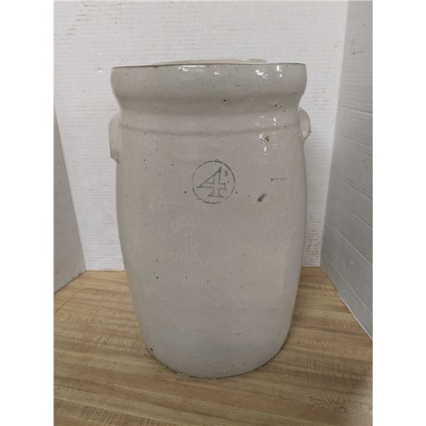4 Gallon butterchurn, crock without paddle, no cracks, some chips*see images*