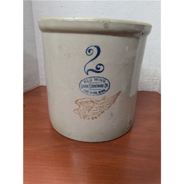 2 Gallon Redwing crock, *NO cracks or chips*surface blemishes and forming mark imaged*