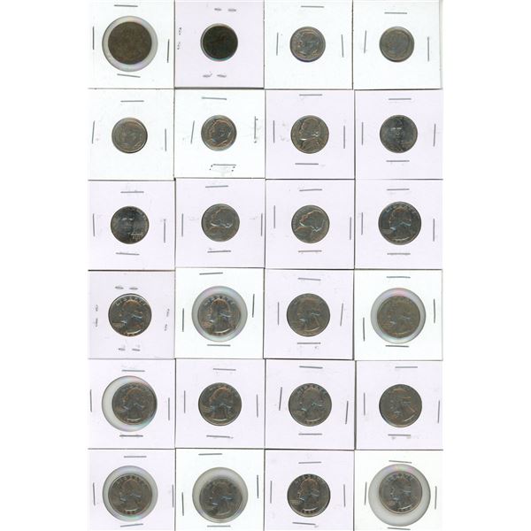 Lot of Assorted U.S.A. 5, 10, 25 Cents Coins. (Total 24 Coins)