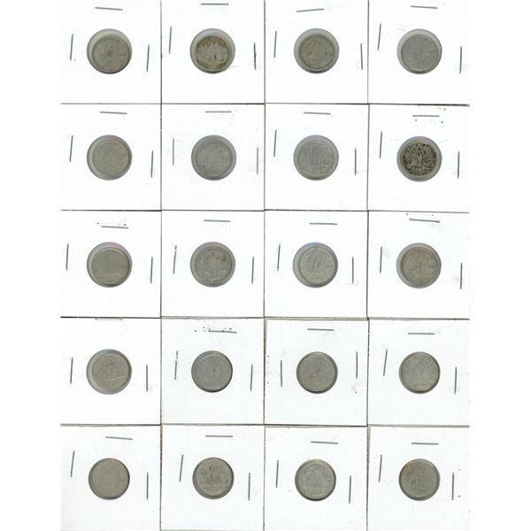 Lot of Assorted Canadain Silver 10 Cents. (Total 20 Coins)