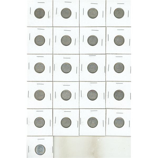 Lot of Assorted Canadain Silver 10 Cents. (Total 21 Coins)