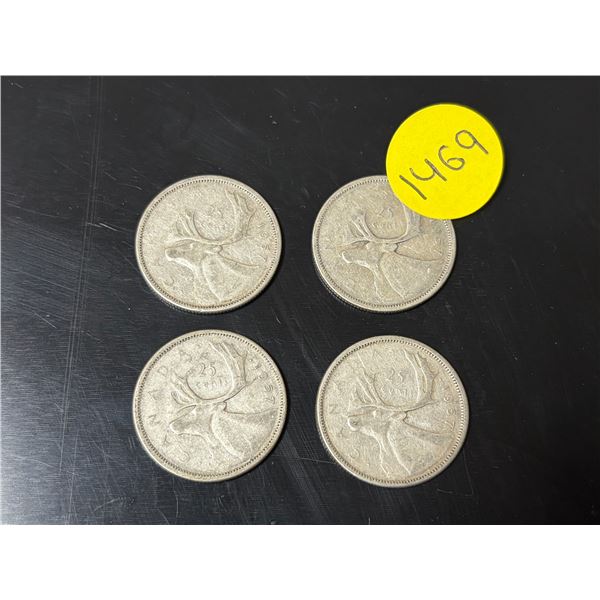 (4) 1957 Canada Silver 25 Cents.