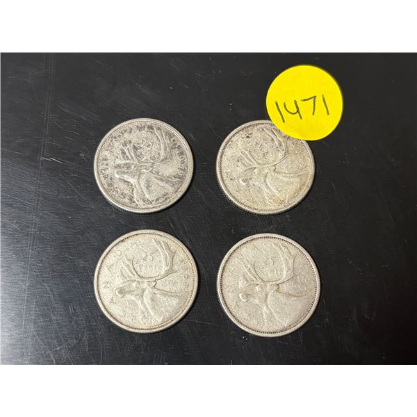 (4) 1959 Canada Silver 25 Cents.