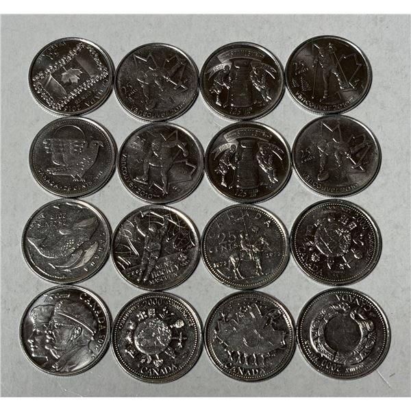 Lot of assorted different years of Canadian Special 25 Cents Coins.