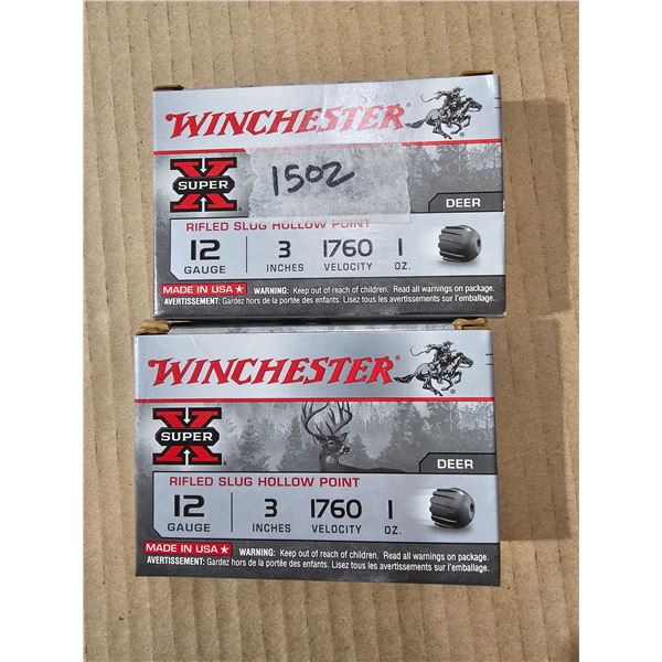 (2) Boxes Winchester Super X 12GA 3" Slug Shells **PAL REQUIRED**