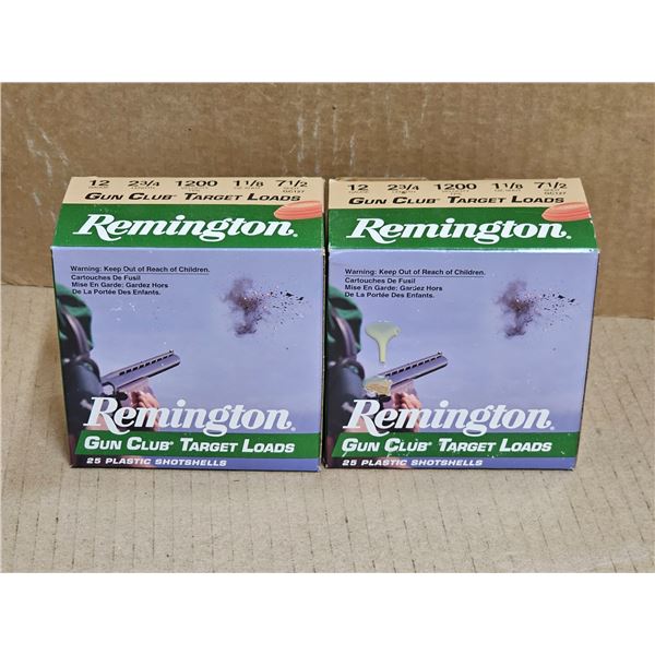 (2) Boxes Remington 12GA 2 3/4" Target Plastic Shotshells **PAL REQUIRED**