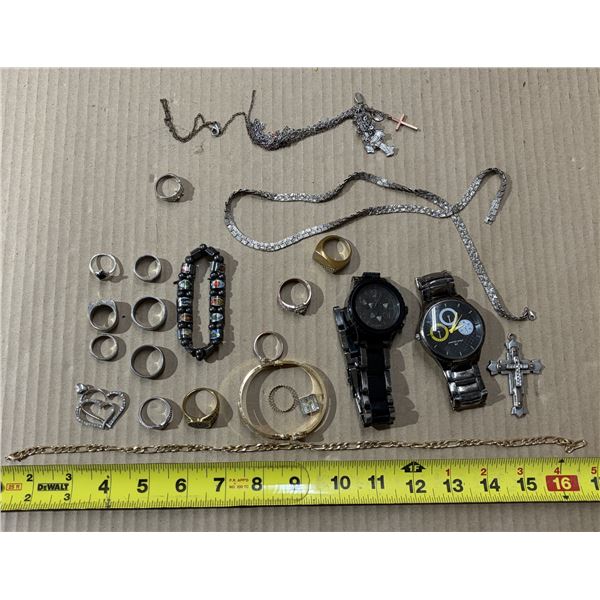Lot of Watches, Different Sizes of Rings, Bracelet, Etc.