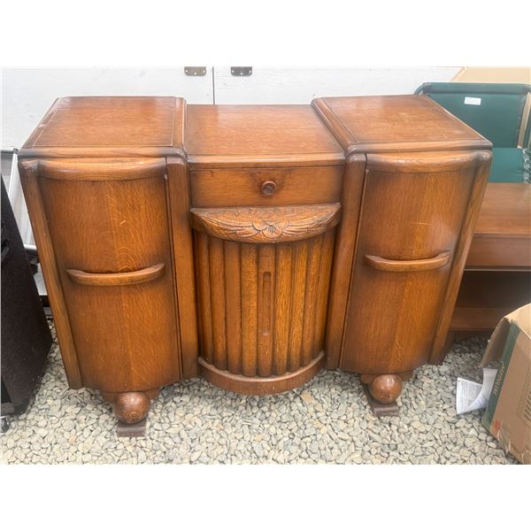 Vintage Oak Sideboard with Drawers and Cabinet Storage