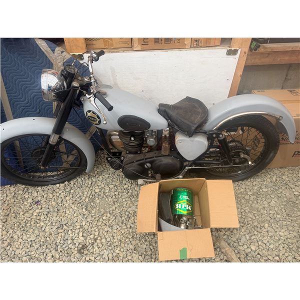 BSA Single-Cylinder Motorcycle, Grey, c. 1950s (Seized Engine, Parts/Display Only)