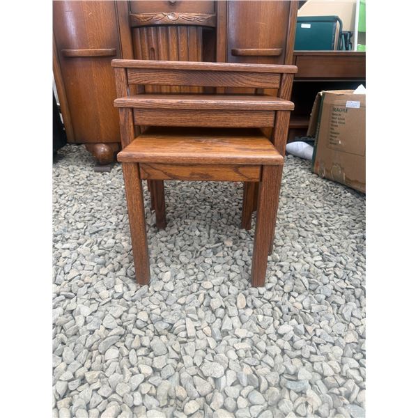 Set of three oak nesting tables