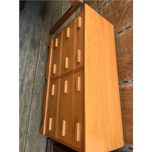 Light Wood Six-Drawer Dresser with Recessed Handles
