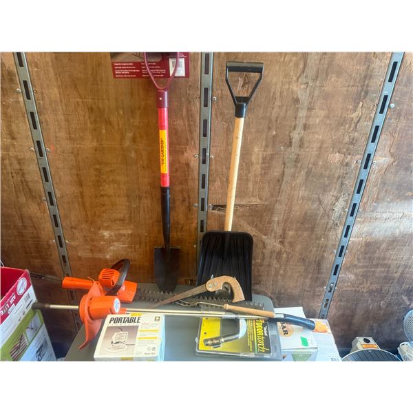 Assorted Garden & Household Tools with Lighting and Torch