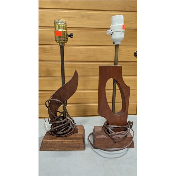 2 MCM Teak/Walnut Table Lamps