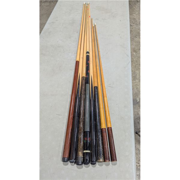 Lot of Assorted Pool Cues