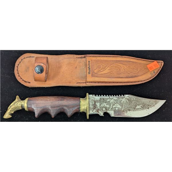Engraved Mexican Knife w/ Leather Sheath