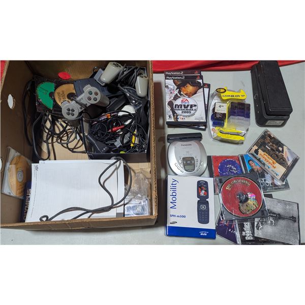 Variety Lot w/ PS2 Games, Sony Controllers, Bell Flip Phone, & More