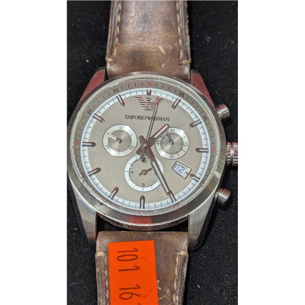 Emporio Armani AR6040 Leather Strap Watch