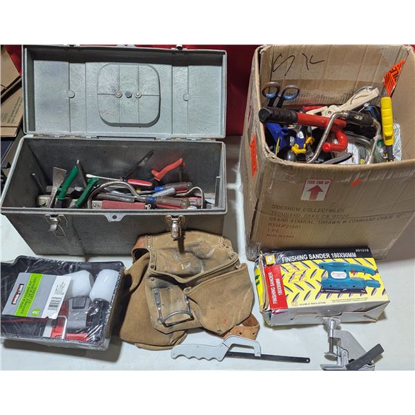 Assorted Tools: Sander, Wheel Lock, Snips, Painting Kit, & More