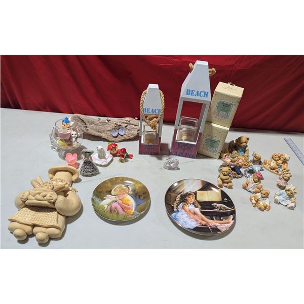 Assorted Collectibles: Plates, Decor, Crystal Swan, & More